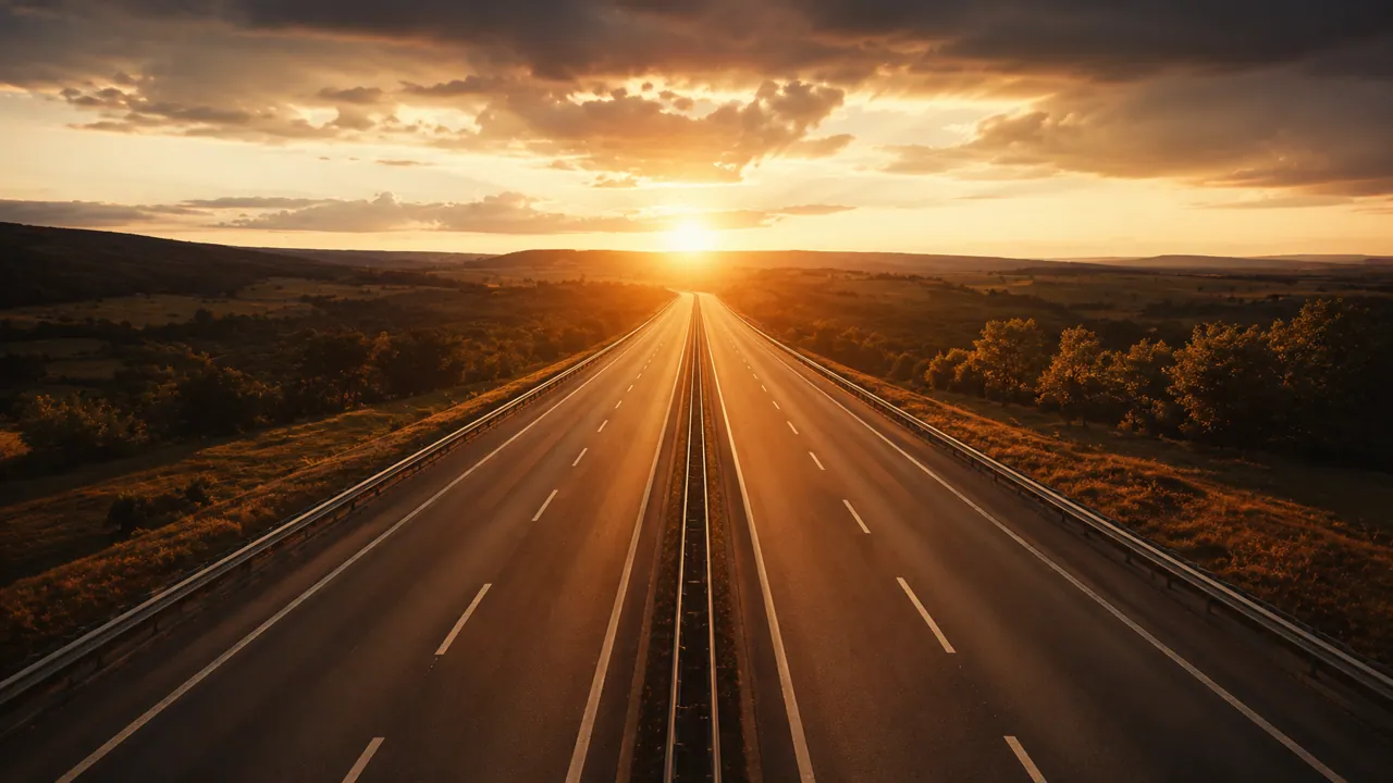 Leere Autobahn Richtung Horizont