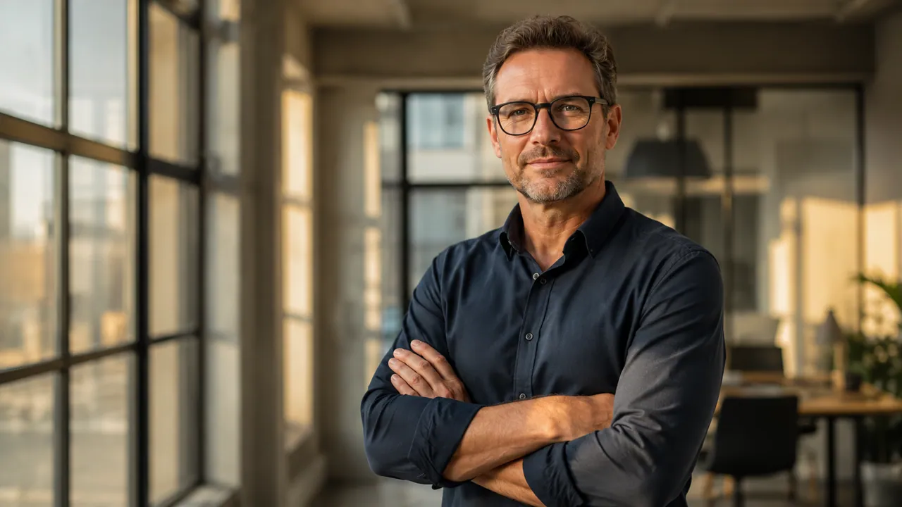 Selbstbewusster Unternehmer im modernen Büro