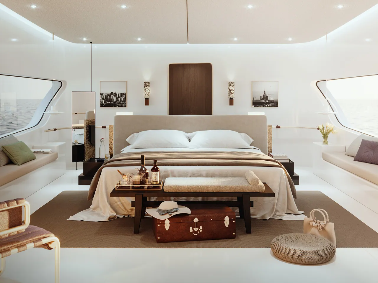 3D Visualisierung Yacht Schlafzimmer
